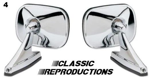Pair chrome rectangle side view mirrors for classic cars