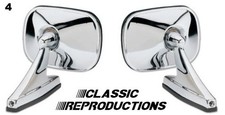 Pair Chrome Rectangle Side View Mirrors For Classic Cars