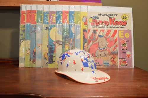 Vintage Lot of 12 Disneyland Magazines & Keppy Kap Souvenir Disney Hard Hat