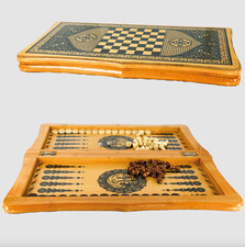 Backgammon, Spielbrett 46x46 cm, Holz Tischspiel 2 in 1 Schach  Nardi Нарды