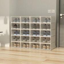 Stackable Shoe Storage Box Durable Plastic Sn...