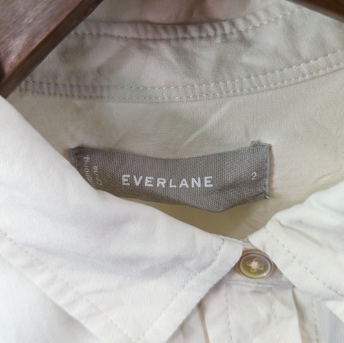 Blusa Everlane Top Mujer 2 XS Blanca Seda Botón Lavable Relajado Manga Larga - Imagen 5 de 13