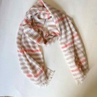 J. Mclaughlin Wool Striped Fringed Scarf In White Pink One Size
