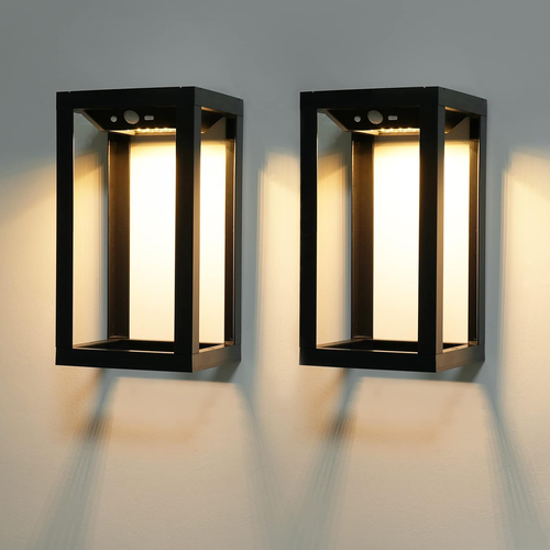 Solar Outdoor Wall Lights Motion Sensor Dusk to Dawn Solar Porch Lights 2 Packs