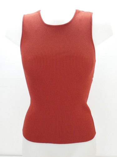 Zara Top Tank Vest Cut Out Back Sleeveless Ribbed Knit Brick Rust Red Size S - 第 8/11 張圖片