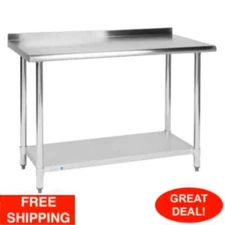 Commercial 30" x 48" Stainless Steel Work Prep Table With 2" Upturn Kitchen NSF