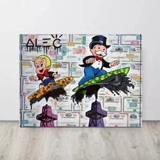 Alec Monopoly Canvas "Richie and Monopoly Surfing on Oil" Wall art