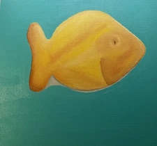 Goldfish Cracker Oil Painting 11x14 Canvas Paper (unframed)