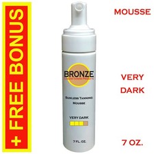 BRONZE - Sunless Self Tanning Foam Mousse - VERY DARK - 7 oz  Best Tanner Mitt