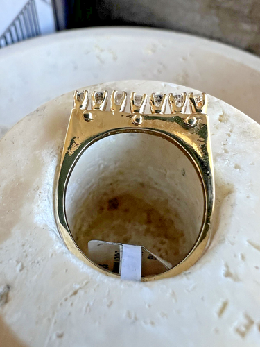 Ladies ESTATE 14k Yellow Gold NATURAL Diamond Flat COCKTAIL Ring - Picture 5 of 8