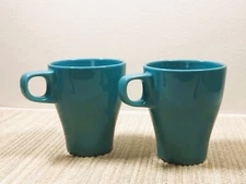 IKEA Sweden Fargrik Aqua Turquoise Stackable 8 oz Mug Coffee Cups Set of 2