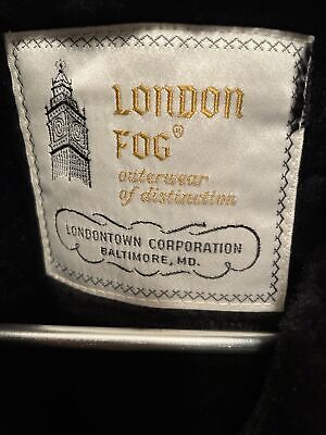 Vintage London Fog Men's Black Coat, Size 42 Long Faux Fur Vintage London Fog Men's Black Coat, Size 42 Long Faux Fur