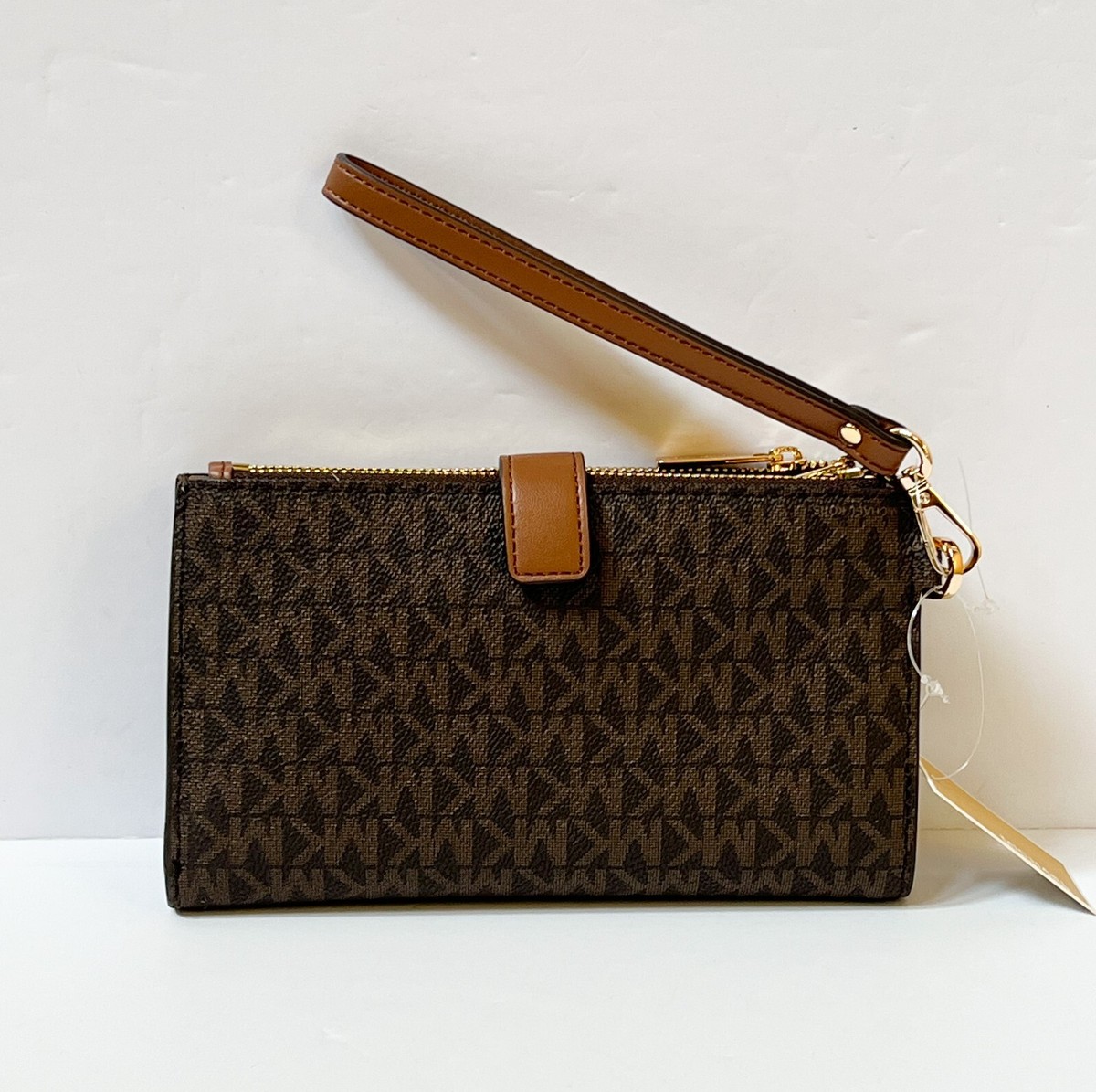 Michael Kors Jet Set Travel Double Zip Large Phone Wallet MK Brown