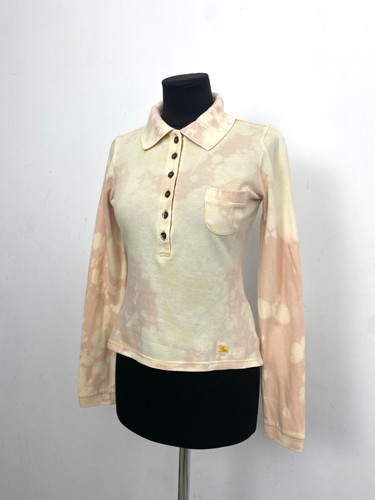 Camisa británica Burberry London para mujer manga larga polo algodón Tai-dai talla XS - Imagen 5 de 14
