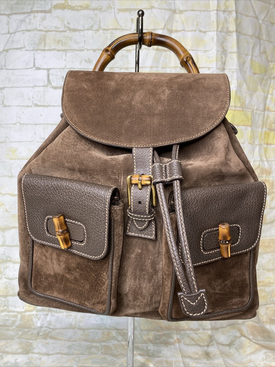 Gucci-Authentic-Vintage - Bamboo Backpack Leather Brown Gucci Vintage Ruck Sack Backpack Bamboo Brown Leather - Etsy main image 3