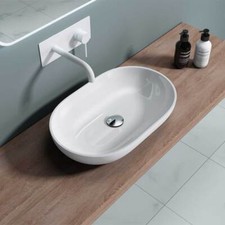 Durovin Bathrooms Basin Sink Stone Resin Oval Countertop Full Color & Waste Plug