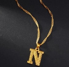 Alphabet Letter N Gold Finish Friendship Bridesmaid Chain Necklace