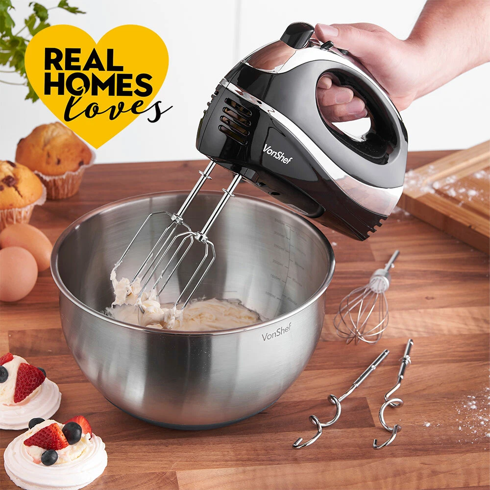 Hand Mixer, 6-Speed Electric Hand Mixer with Hooks and Whisks 300W