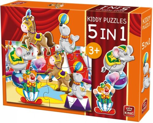 King 5 in 1 Kiddy Puzzles Puzzle - Der Zirkus - großes Top - Tiere - Neu & Versiegelt - Bild 1 von 1