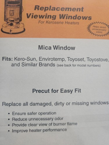 EASY EZ4570, 4750, 100 KEROSENE HEATER MICA WINDOW KEROSUN 20451931 - Picture 4 of 7