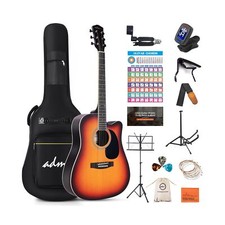 ADM Cutaway Acoustic Guitar Kit with Free Lesson for Beginner Adult Teen Full...