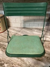 Vintage Stadium Chair Seat Metal Frame Football Baseball Fishing Hunting Green