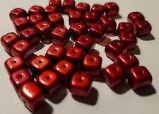 Czech Glass Beads Red Coated 7mm 40 Pieces