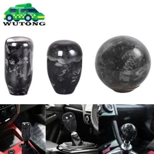 Universal Black Forged Carbon Fiber Manual MT Car Gear Stick Shift Knob Shifter
