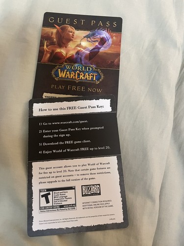 World Of Warcraft Gästepässe (2), neuwertig, 2011 Blizzard Entertainment