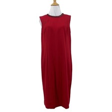 Chicos Jillian Shift Dress Womens 1 Red Back Zip Sleeveless Nylon Chain Neckline