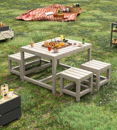 Kindersitzgruppe Outdoor Garten Holz Kinder-Sitzgarnitur Indoor Gartenmöbel-Set - Bild 6 von 8