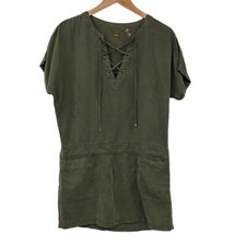 YFB Young Fabulous & Broke Dress Womens Small Green Tencel Mini Short Sleeve