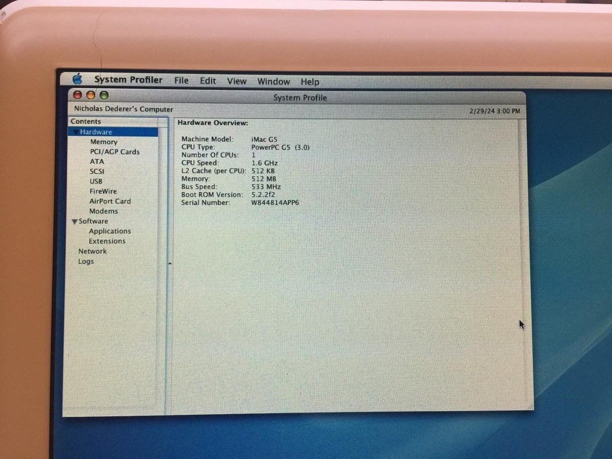 Apple iMac G5 2GHz メモリ2G 17インチ MA039J/A iMac G5/2.0 17