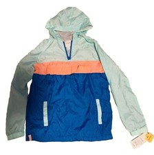  New Cat  Jack Lightweight Windbreaker Jacket Zip Hood Packable Sz L 12/14