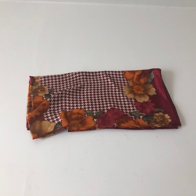 Foulard Carré Oscar De La Renta En Soie - Motif Fleurs Et Géométrique, Couleur Orange Brûlé, 20"