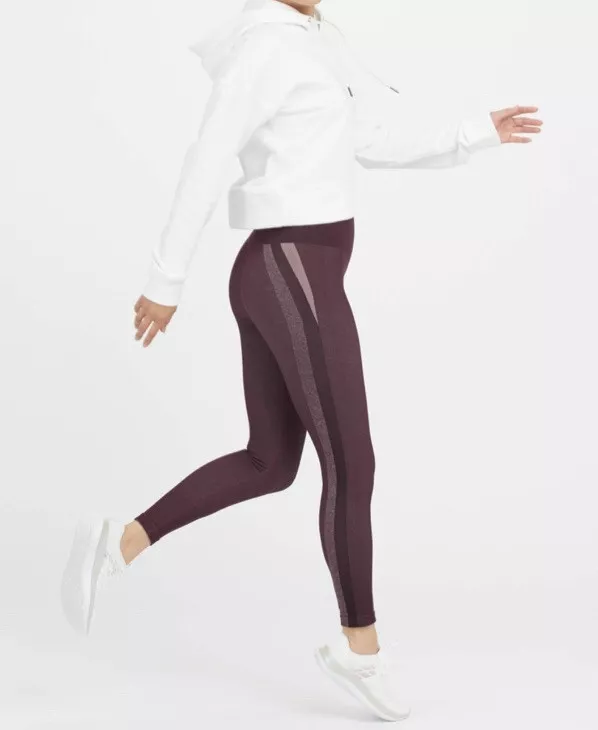 Spanx Look at Me Now Seamless Track Stripe Leggings Purple Size