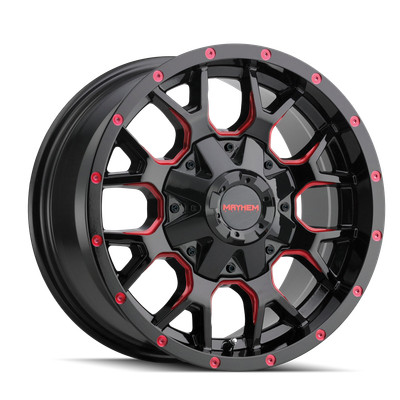 Mayhem Warrior 18x9 +18 Black & Prism Red Wheel 5x127 5x5 (QTY 1)