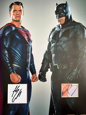 henry cavill ben affleck batman vs superman 16 x 12 signed cards