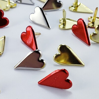 #ad 20 Country Hearts Brads 3 Clrs Heart Embellishments Junk Journals Scrapbooking $1.50