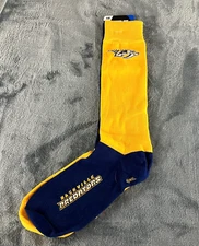 Nashville Predators FBF Socks Size L For Bare Feet Yellow/Blue Unisex Crew New