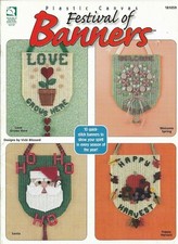 NEW FESTIVAL OF BANNERS FALL SPRING CHRISTMAS PLASTIC CANVAS PATTERN BOOK