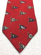 TOMMY HILFIGER MENS TIE RED WITH BLUE AND GREEN FLAGS 4 X 59