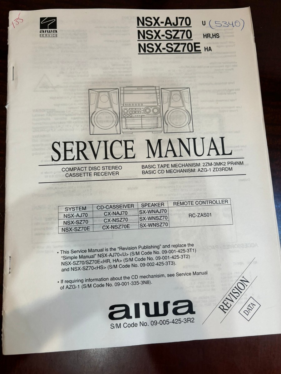 AIWA NSX-AJ70 NSX-SZ70 NSX-SZ70E CX-NAJ70 135 1131 Service Manual
