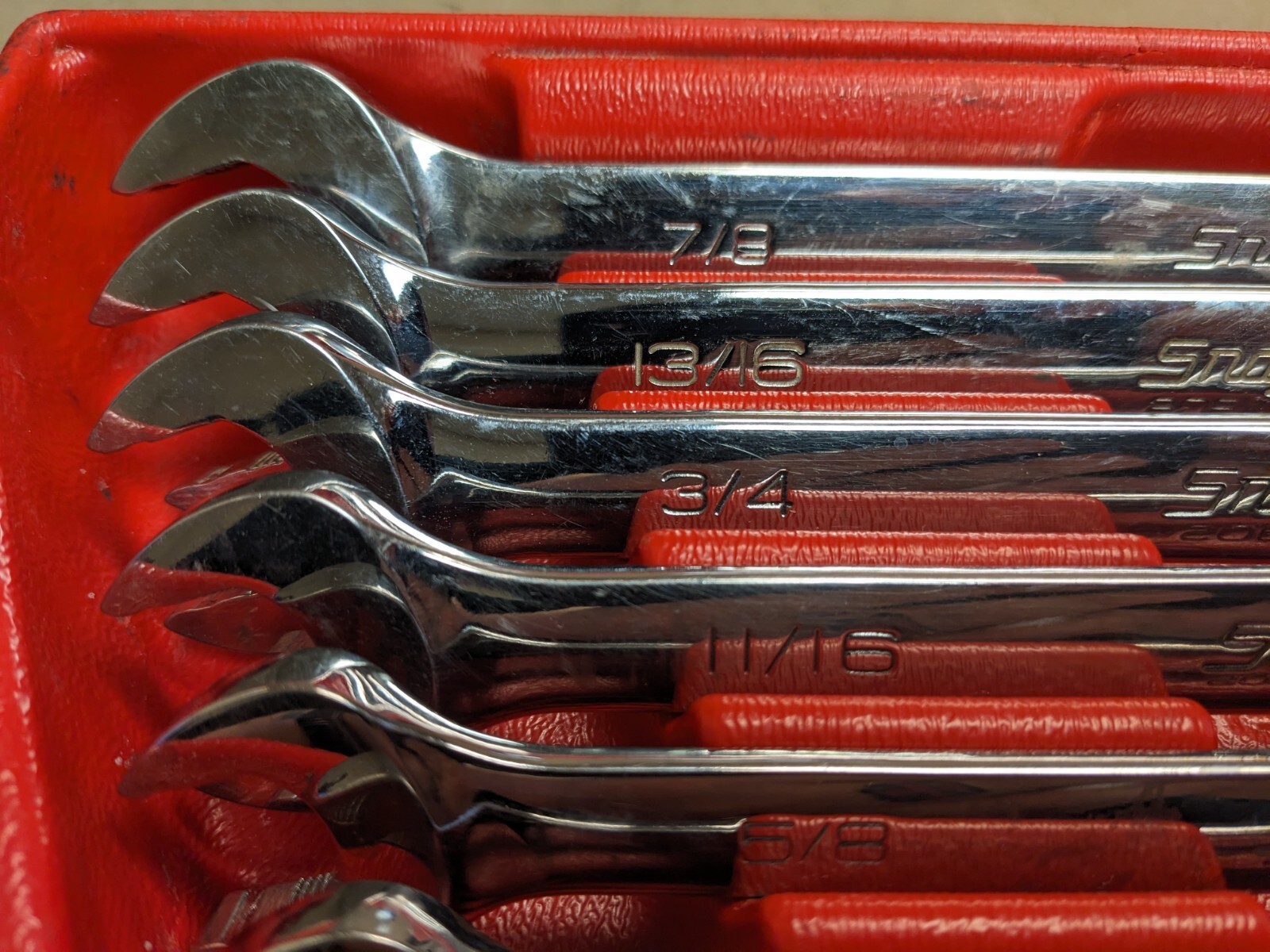 SnapOn SOEX710 10pc 12 Point Flank Drive SAE Combination Wrench Set eBay