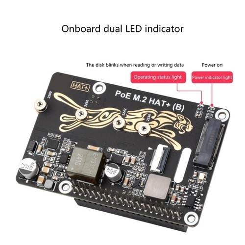 PCIe To M.2 Adapter For RPi 5 Power over Ethernet For NVMe 2230/2242/2260/2280 - Photo 3/8