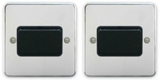 2 x Deta 1949CHB Fan Isolator Switches TP Polished Chrome / Black Insert