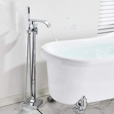 Freestanding Tub Filler Bathtub Faucet Chrome Hand Shower Floor Mounted Faucet