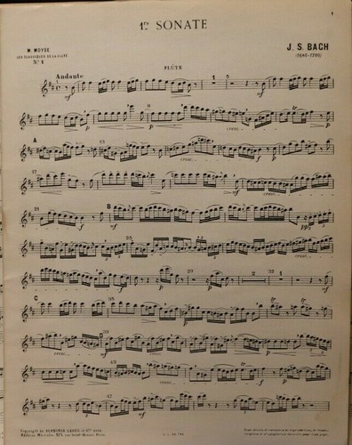 Flute & Piano: Sonata #1 by J S Bach arr M Moyse New this edition out of print - Picture 4 of 4