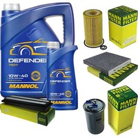 MANN-FILTER Inspektionspaket Mannol 6L Defender 10W-40 FüR Honda Accord Vii