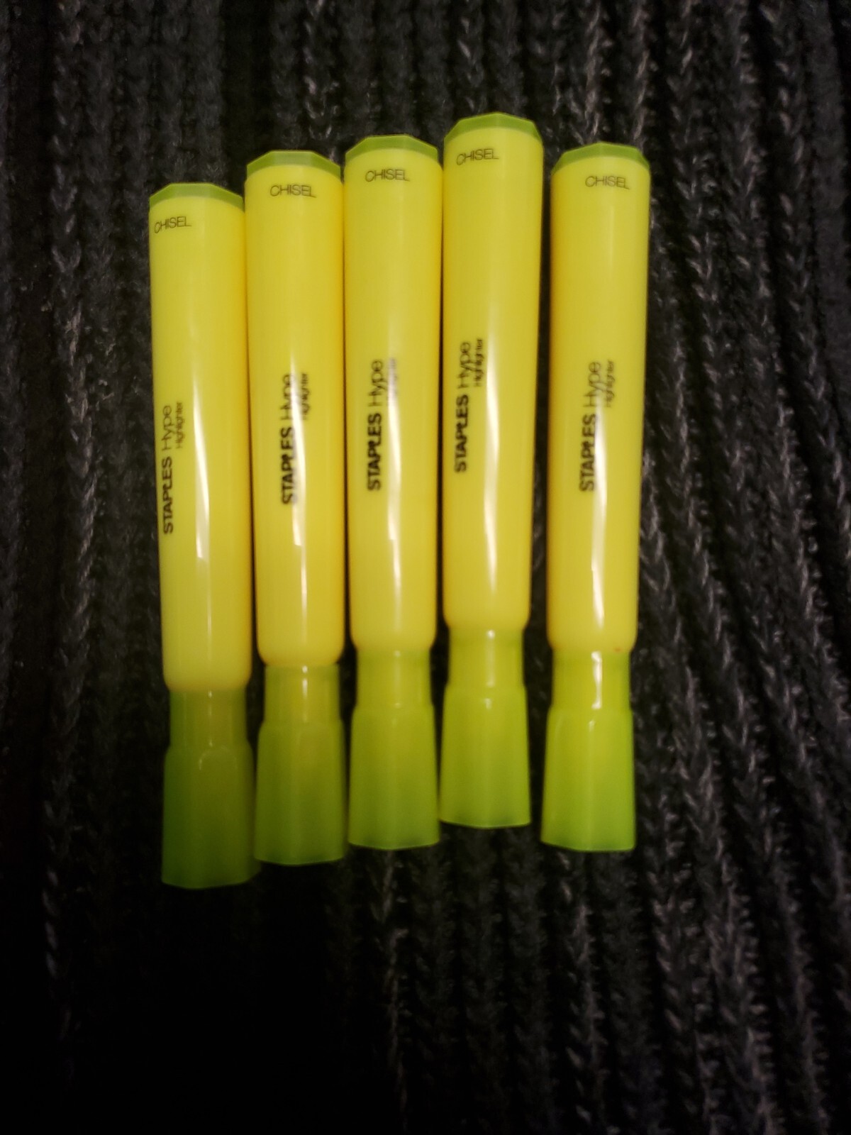 Staples Hype Tank Highlighters Chisel Yellow 5/PK